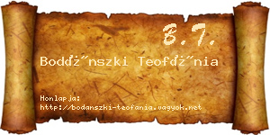 Bodánszki Teofánia névjegykártya